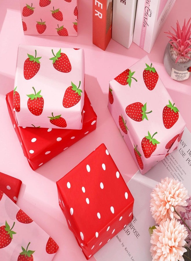 Whaline 100 Sheet Strawberry Tissue Paper Red Pink Strawberry Dots Gift Wrapping Paper Sweet Fruity DIY Craft Paper for Holiday Party Wedding Birthday Home Office School Decoration, 14 x 20 Inch - Image 4